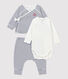 Dreiteiliges Baby-Set mit Streifenmuster aus Bio-Baumwolle