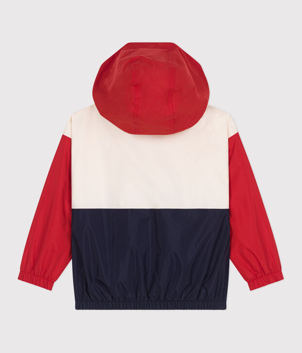 Kinder-Regenjacke mit abnehmbarer Kapuze naturfarben/vielfarbig