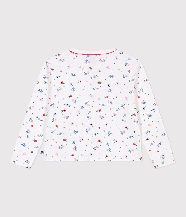 Kinder-Cardigan aus Baumwolle mit Blumenmuster weiss/vielfarbig