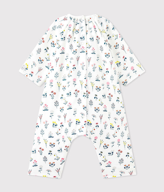 Bedruckter Baby-Mädchen-Overall aus gedoppeltem Jersey weiss LAIT/weiss MULTICO