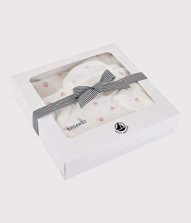 Baby-Geschenk-Set aus Bio-Baumwolle mit zierlichem Vogel-Motiv vielfarbig