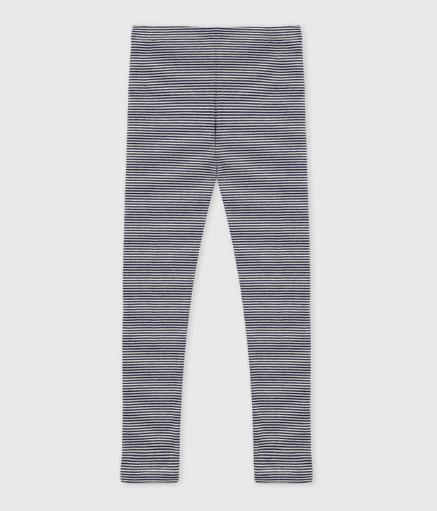Kinder-Leggings aus Doppeljersey f&uuml;r M&auml;dchen blau/beige