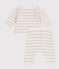 2-teiliges Baby-Set aus Woll- und Baumwoll-Strick weiss MARSHMALLOW/ MONTELIMAR