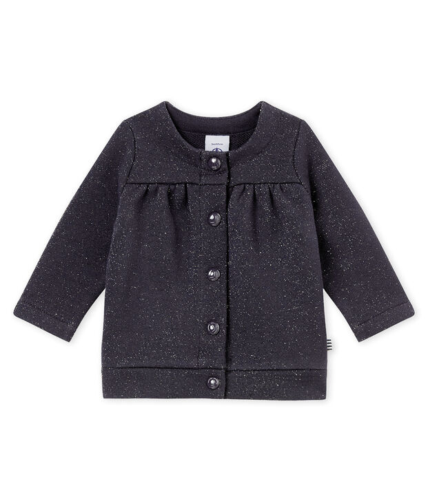 Glitzernder Baby M&auml;dchenCardigan aus Molton blau/gelb