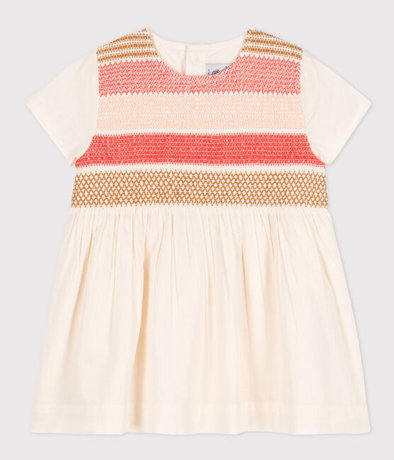 Kurzärmeliges Baby-Kleid für Mädchen weiss AVALANCHE/ MULTICO