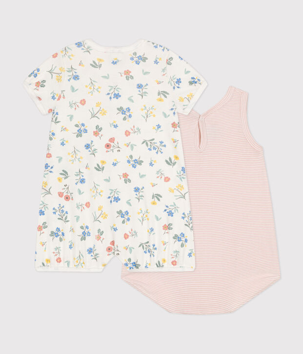 Baby-Kurzoveralls aus Baumwolle im 2er-Set vielfarbig