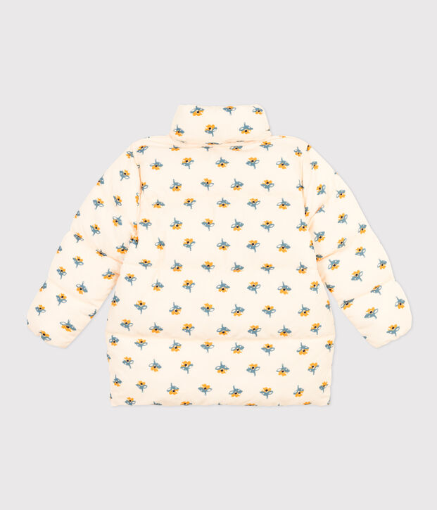 Kinder-Winterjacke mit ausziehbarer Kapuze f&uuml;r M&auml;dchen naturfarben/vielfarbig