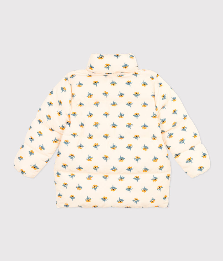 Kinder-Winterjacke mit ausziehbarer Kapuze f&uuml;r M&auml;dchen naturfarben/vielfarbig