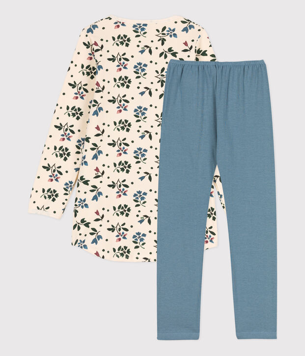 Kinder-Nachthemd und -Leggings aus Molton und Baumwolle mit Blumenmotiv f&uuml;r M&auml;dchen naturfarben/vielfarbig