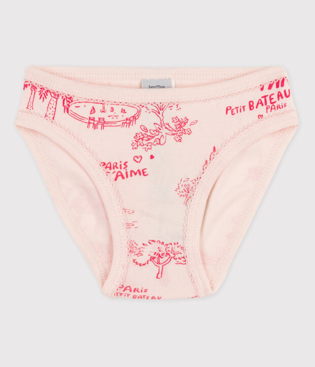 3er-Set Slips aus Baumwolle und Elastan mit Blumenmuster f&uuml;r M&auml;dchen rosa/rosa