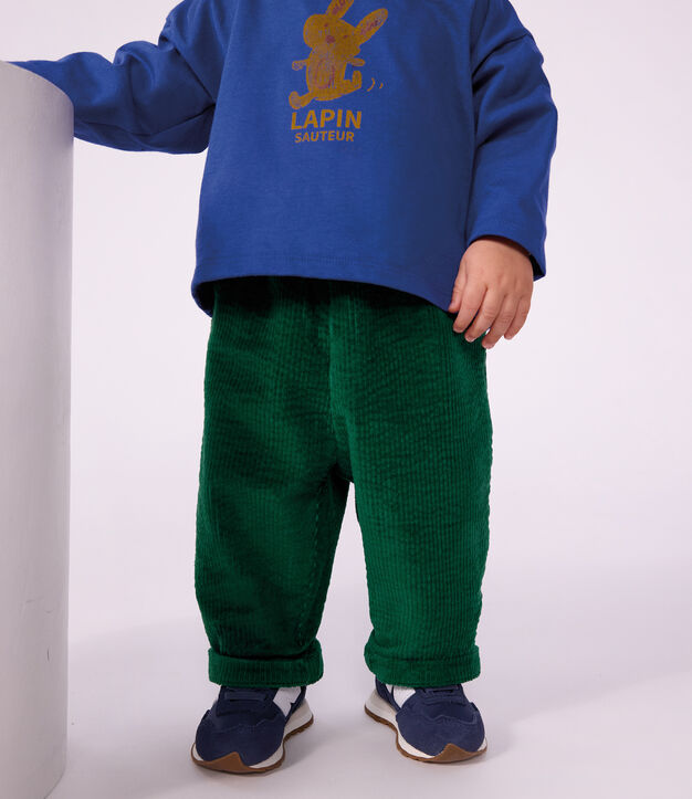 Baby-Hose aus einfarbigem Feincord gr&uuml;n