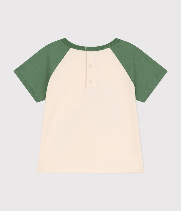 Kurz&auml;rmeliges Baby-T-Shirt aus feinem Jersey naturfarben/gr&uuml;n