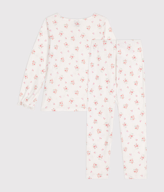 Kinder-Pyjama aus Baumwolle mit Blumenmotiv weiss MARSHMALLOW/weiss MULTICO