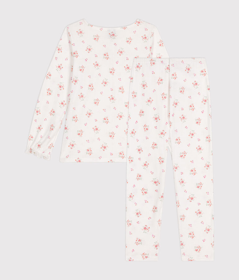 Kinder-Pyjama aus Baumwolle mit Blumenmotiv weiss/vielfarbig