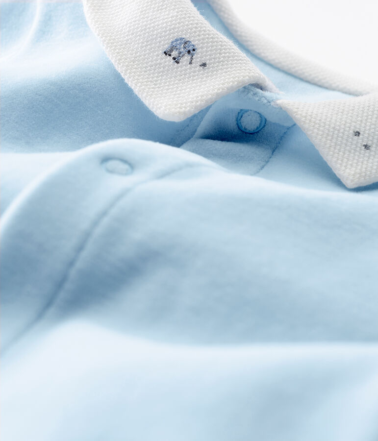 Baby-strampler jungen aus baumwoll-samt blau FRAICHEUR
