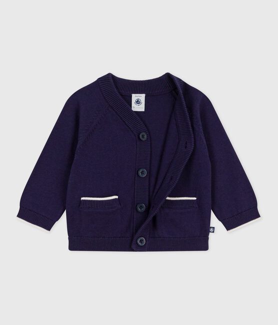 Baby-Cardigan aus einfarbiger Baumwolle blau SOIR