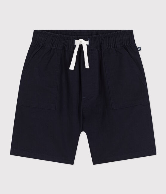 Kinder-Shorts aus Baumwoll-Twill und Leinen blau SMOKING