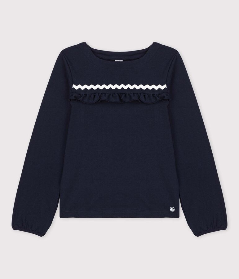 Lang&auml;rmeliges Kinder-T-Shirt aus Baumwolle f&uuml;r M&auml;dchen blau SMOKING