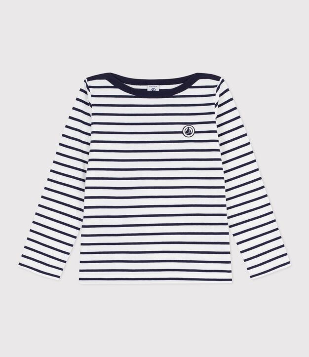 ikonisch Streifenshirt Marini&egrave;re f&uuml;r Kinder aus fester Baumwollstoff weiss/blau