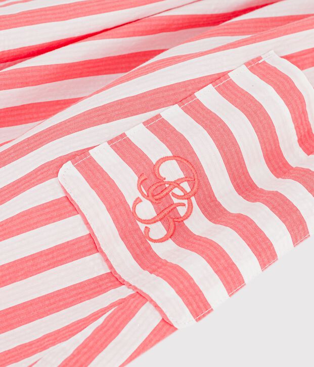 &Auml;rmelloses Kinder-Kleid aus Baumwolle mit Streifen rosa/weiss