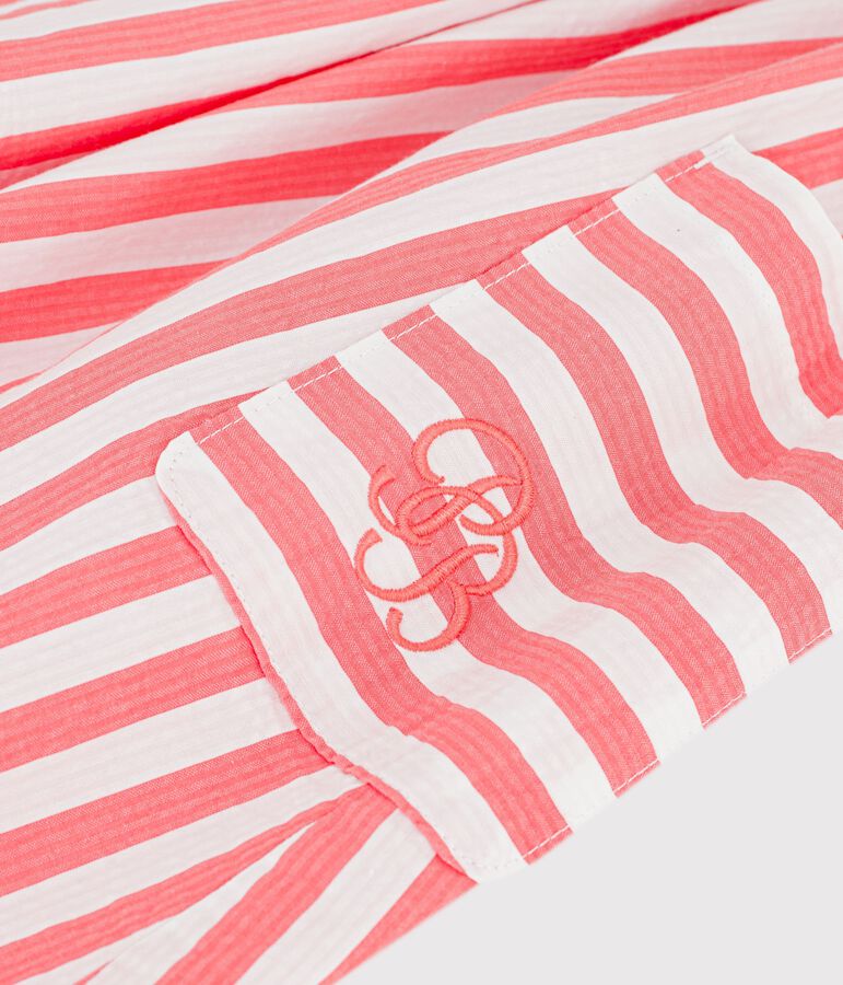 &Auml;rmelloses Kinder-Kleid aus Baumwolle mit Streifen rosa/weiss