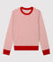 Baumwoll-T-Shirt mit Marinestreifen Damen weiss MARSHMALLOW/rot TERKUIT