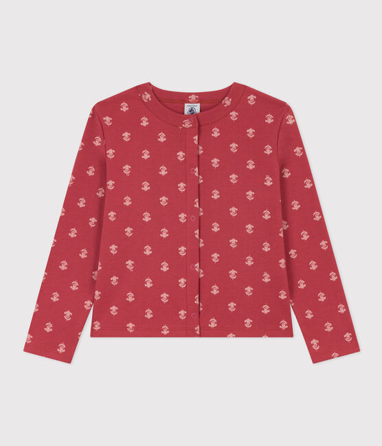Gemusterter Cardigan aus Baumwolle für Mädchen rosa PAPI/beige AVALANCHE