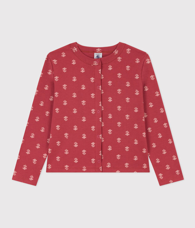 Gemusterter Cardigan aus Baumwolle f&uuml;r M&auml;dchen rosa/naturfarben