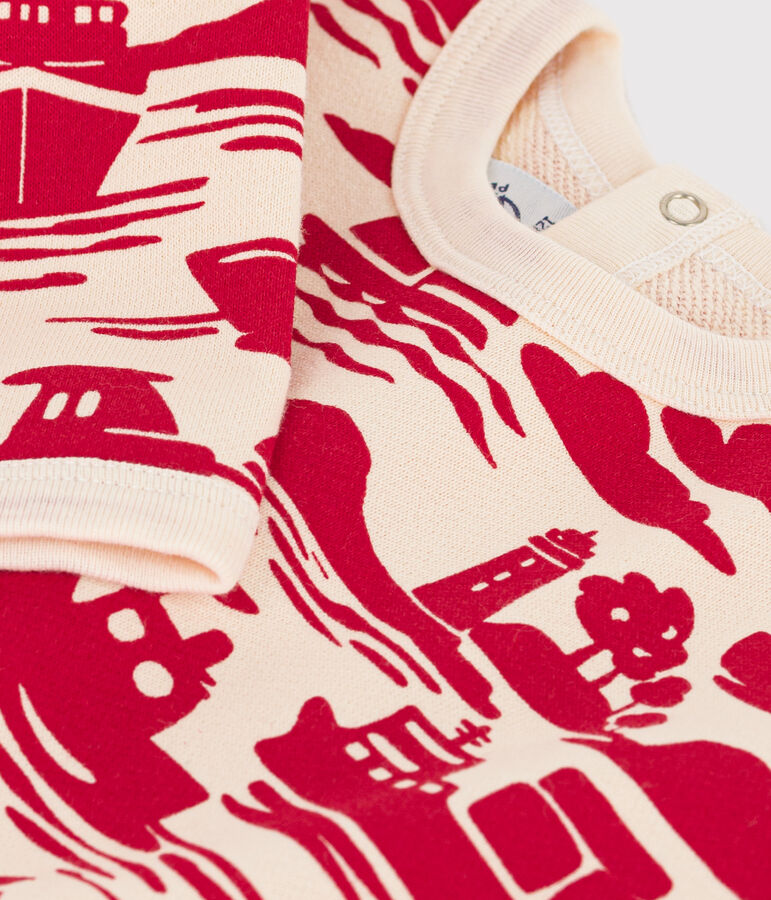 Baby-Sweatshirt aus bedrucktem Molton naturfarben/rot