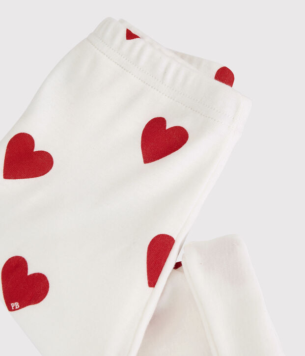 Baby-Hose aus Bio-Baumwolle mit rotem Herzmuster weiss/rot