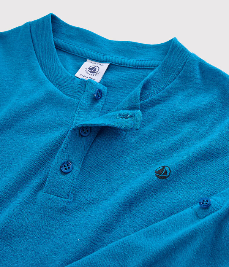 Kinder-T-Shirt aus Baumwolle-Leinen-Mix f&uuml;r Jungen blau