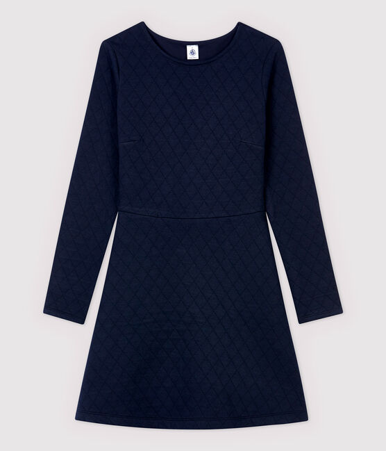 Kleid aus gestepptem Doppeljersey Damen blau SMOKING