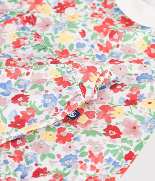 Baby-Kurzoverall aus Baumwolle mit Blumenmuster weiss/vielfarbig