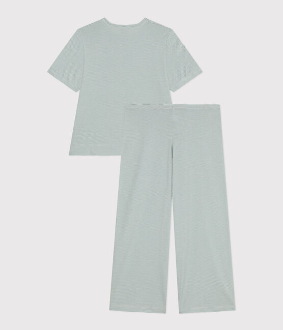 Damenpyjama aus Baumwolle, mit Ringelstreifen blau PAUL/weiss MARSHMALLOW