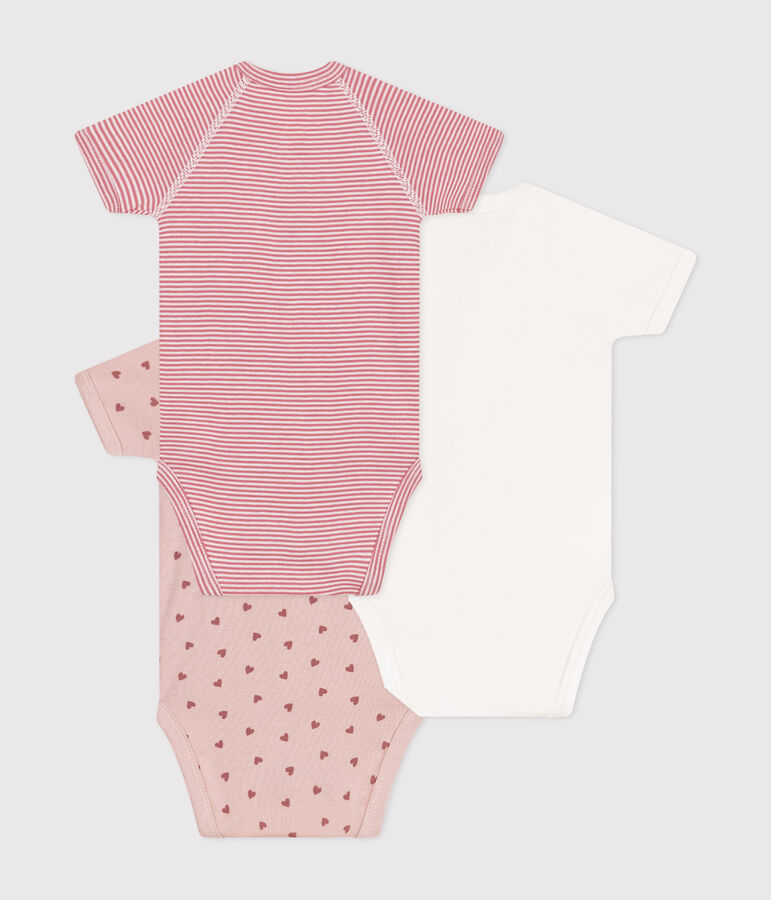 3er-Set kurz&auml;rmelige Wickelbodys aus Baumwolle vielfarbig