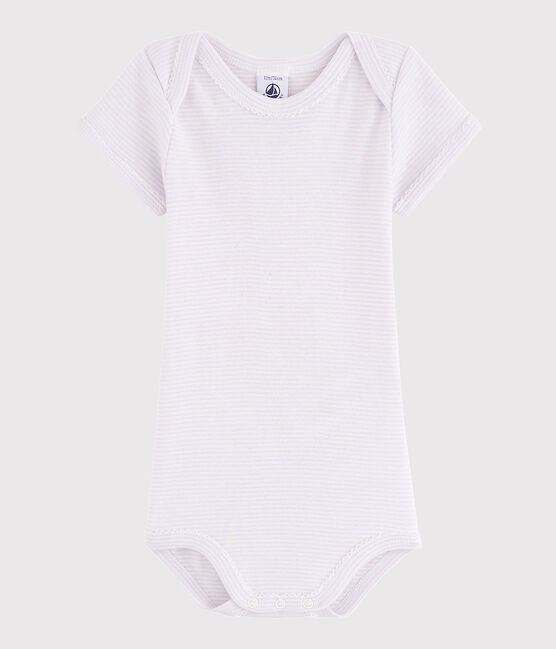 Kurzärmeliger Baby-Body Mädchen LISERON/weiss MARSHMALLOW
