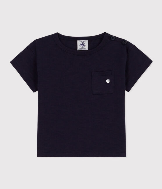 Kurzärmeliges Baby-T-Shirt aus geflammtem Jersey. blau SMOKING