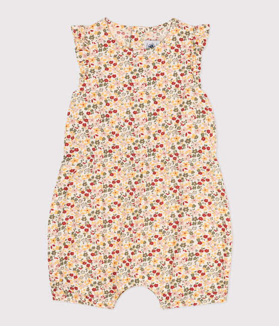 Baby-Kurzoverall aus bedrucktem Popeline weiss AVALANCHE/ MULTICO