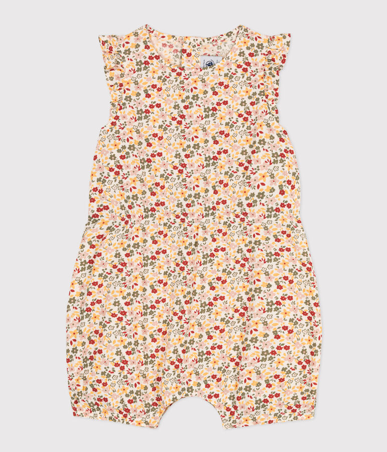Baby-Kurzoverall aus bedrucktem Popeline naturfarben/vielfarbig