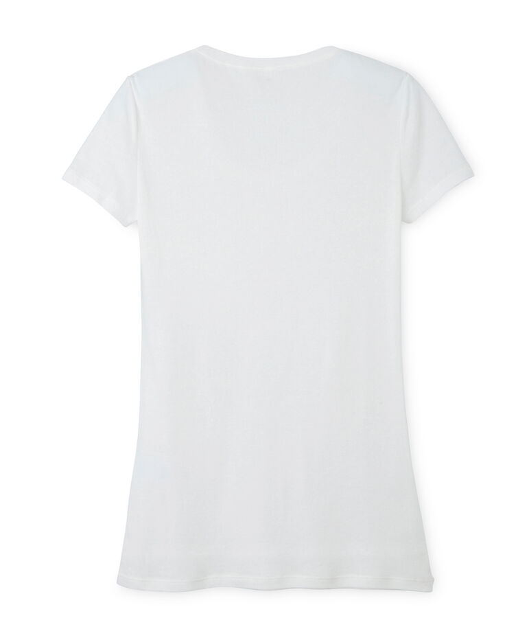 Damen-T-Shirt aus leichter Baumwolle weiss Lait