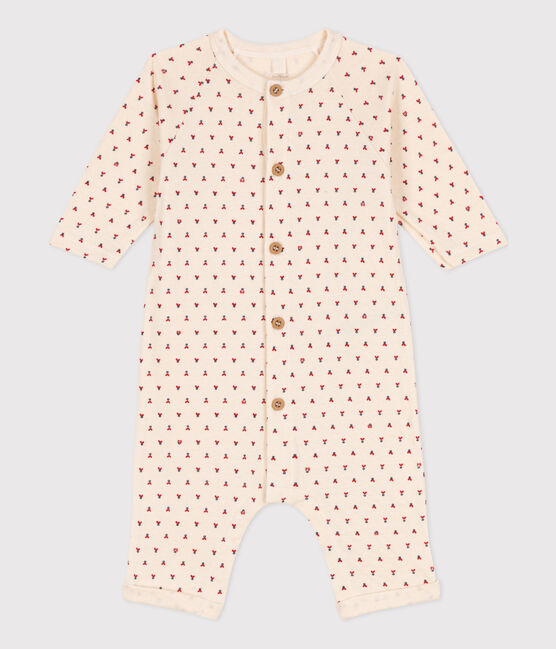 Bedruckter langer Baby-Overall aus Baumwoll-Doppeljersey weiss AVALANCHE/ MULTICO