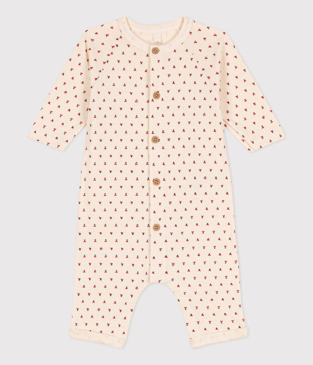 Bedruckter langer Baby-Overall aus Baumwoll-Doppeljersey naturfarben/vielfarbig
