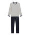 Kinderpyjama aus Rippstrick für Jungen weiss MARSHMALLOW/blau SMOKING