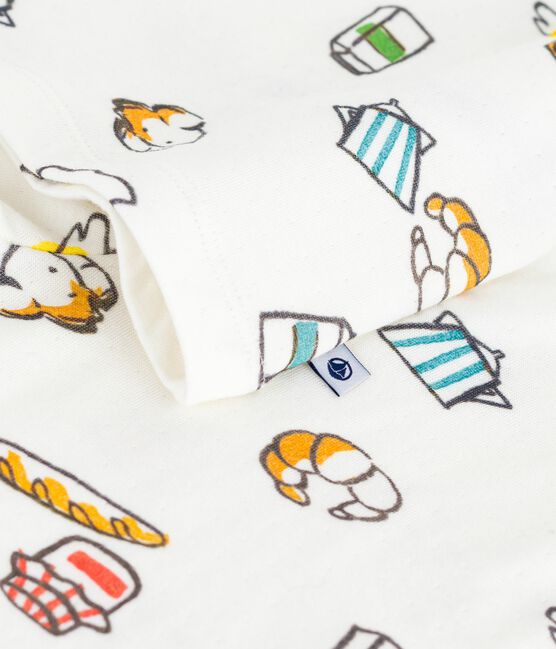 Kinder-Pyjama aus Doppeljersey mit Frühstücks-Motiv weiss MARSHMALLOW/weiss MULTICO