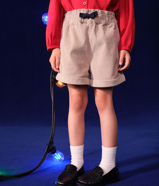 Kinder-Shorts aus Fein-Cord für Mädchen HUITRE