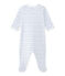 Bedruckter Baby-Mädchen-Strampler weiss ECUME/blau BLEU