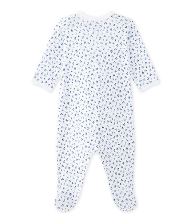 Bedruckter Baby-M&auml;dchen-Strampler weiss/blau