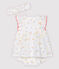 Ärmelloses Baby-Kleid mit Bloomers und Haarband für Mädchen weiss MARSHMALLOW/weiss MULTICO