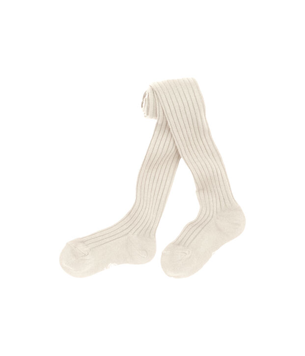 Einfarbige M&auml;dchen-Strumpfhose beige Coquille