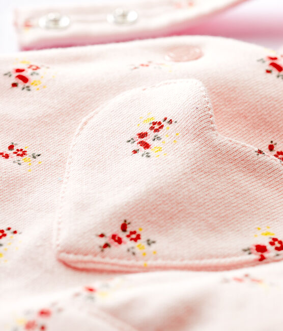 Bedruckte Baby-Latzhose aus Molton für Mädchen rosa FLEUR/weiss MULTICO